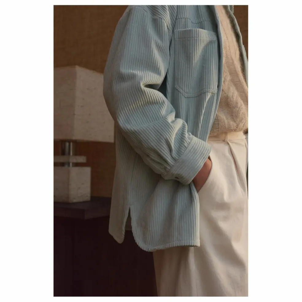 Sur-Chemise Paola Velours Côtelé - Collection Femme | Bleu céladon