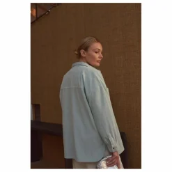 Sur-Chemise Paola Velours Côtelé - Collection Femme | Bleu céladon