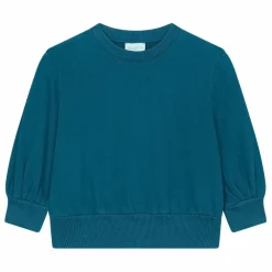 Sweat Boxy Fille Molleton Bio | Vert canard