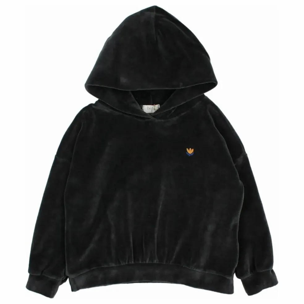 Sweat Capuche Velours Coton Bio | Gris anthracite