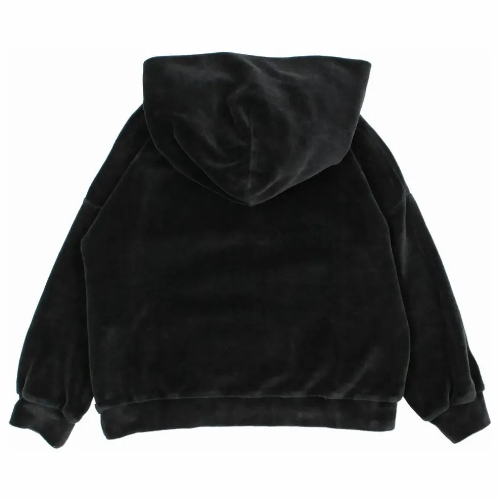 Sweat Capuche Velours Coton Bio | Gris anthracite