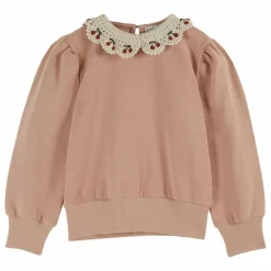 Sweat Col Brodé | Rose poudré