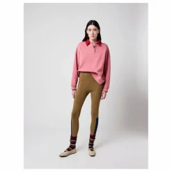 Sweat Col Polo Oversize Colour Block Coton Bio - Collection Femme | Rose