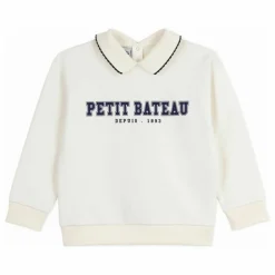 Sweat Col Polo Petit Bateau | Ecru