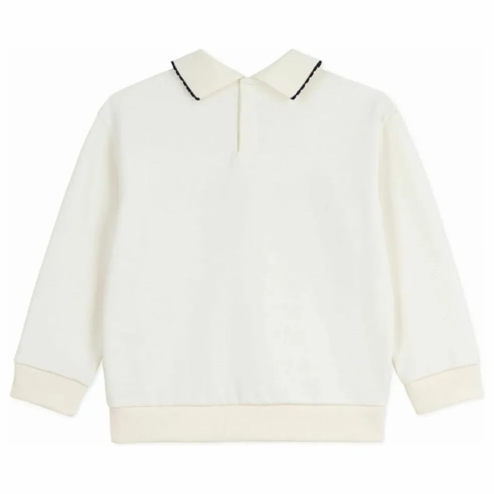 Sweat Col Polo Petit Bateau | Ecru