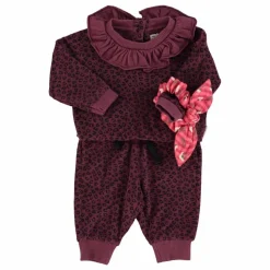 Sweat Col Volants Léopard Coton Bio | Aubergine