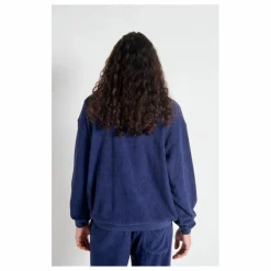 Sweat Col Zippé Bobypark Bouclette Coton Bio | Bleu foncé