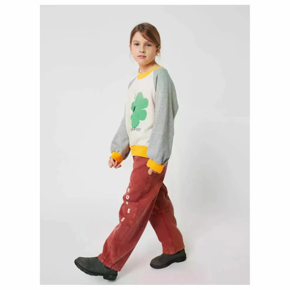 Sweat Colorblock Trèfle Coton Bio | Beige chiné