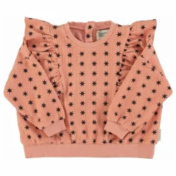 Sweat Côtelé Volants Etoiles Coton Bio | Corail