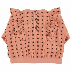 Sweat Côtelé Volants Etoiles Coton Bio | Corail