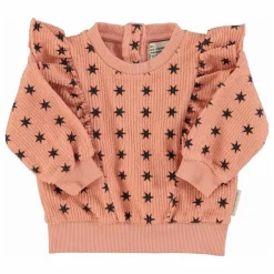 Sweat Côtelé Volants Etoiles Coton Bio | Corail