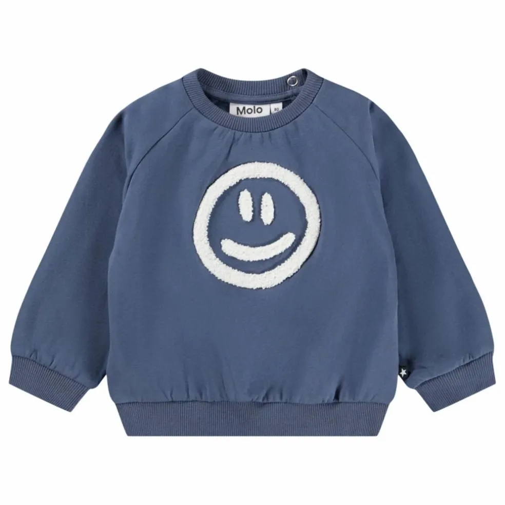 Sweat Disc Smiley Coton Bio | Bleu