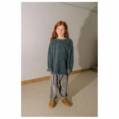 Sweat Façon Sherpa Ours Coton Bio | Bleu gris
