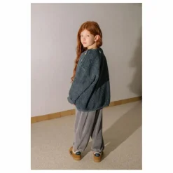 Sweat Façon Sherpa Ours Coton Bio | Bleu gris