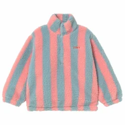 Sweat Façon Sherpa Rayé | Rose