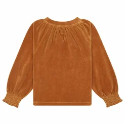 Sweat Fille Col Rond en Velours | Noisette