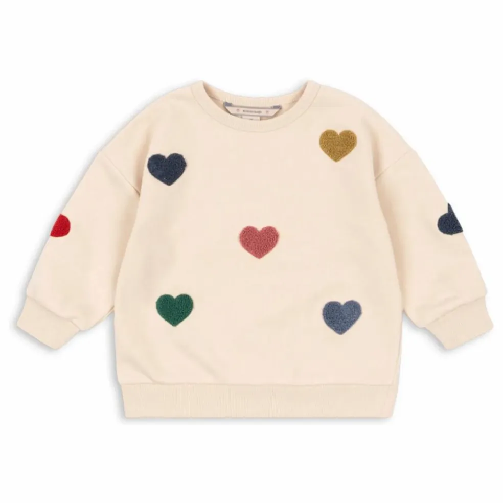 Sweat Lou Cœurs Coton Bio | Rose pêche