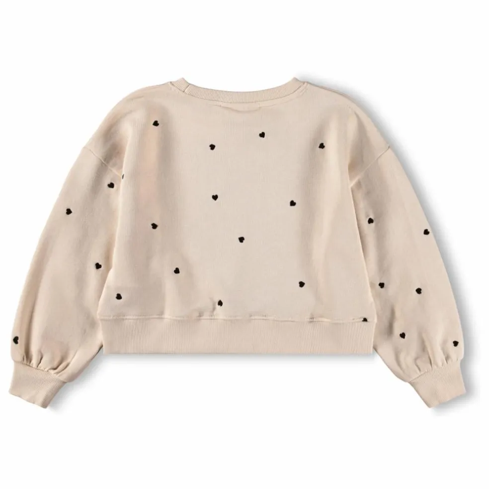 Sweat Miki Cœurs Coton Bio | Ecru