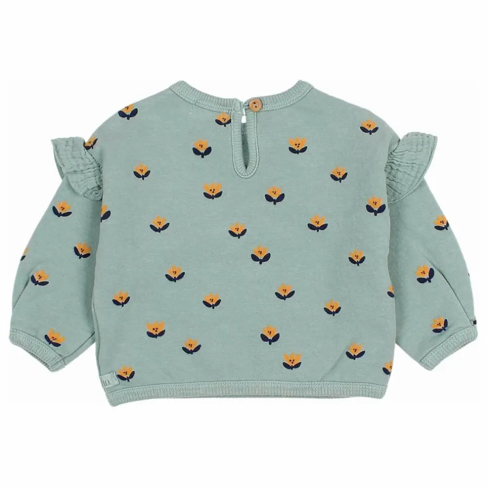 Sweat Naïf Volants Coton Bio | Vert Cèdre