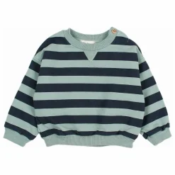 Sweat Rayures Bébé Coton Bio | Vert Cèdre