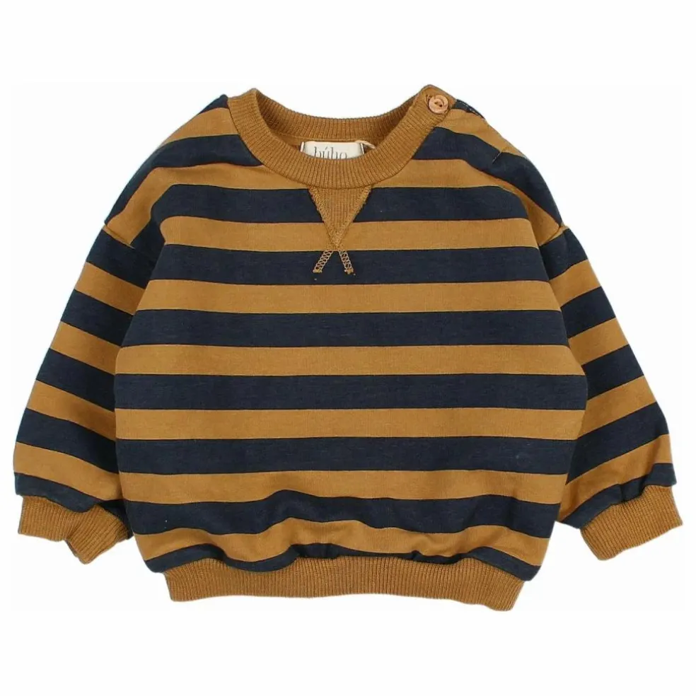 Sweat Rayures Bébé Coton Bio | Ocre