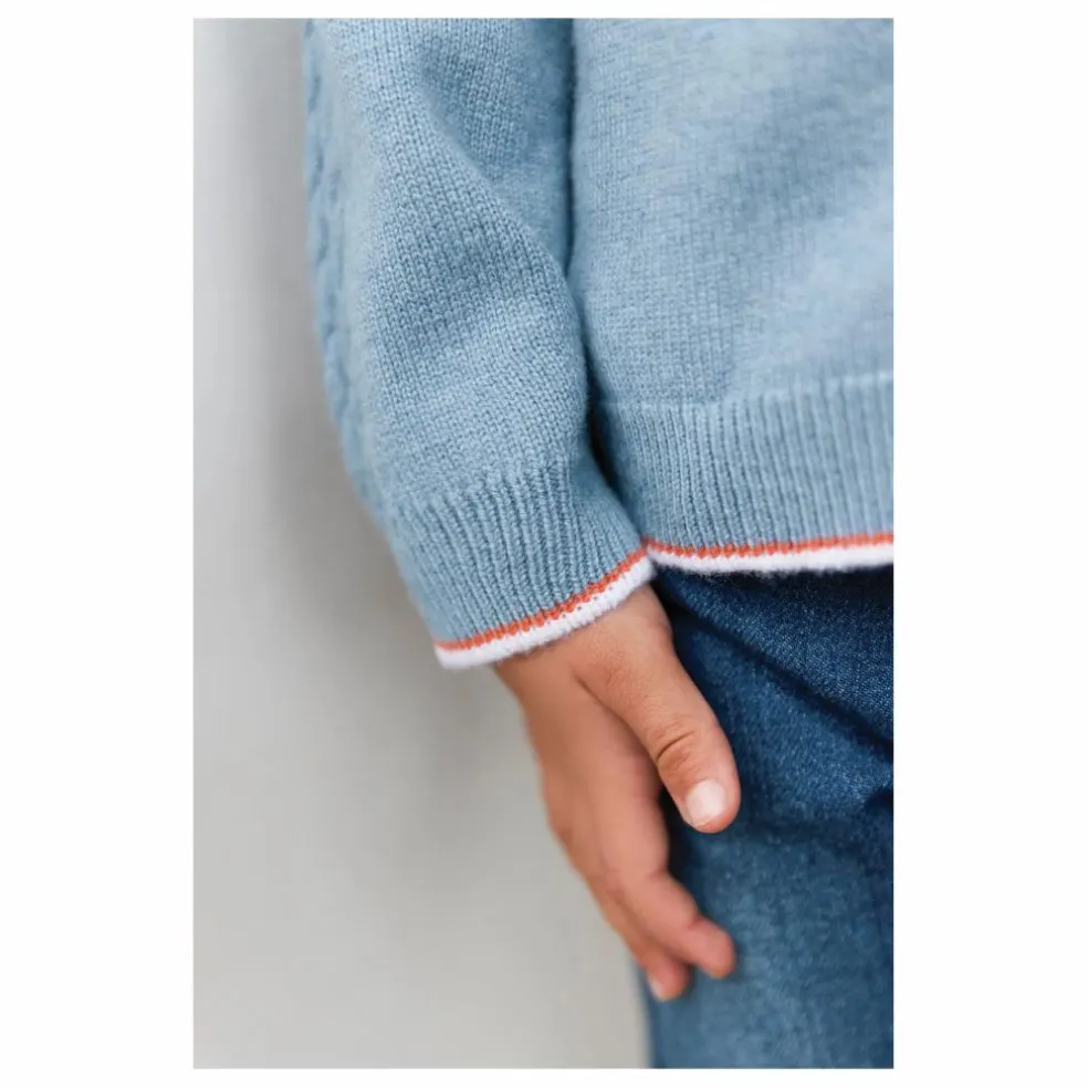Sweat Torsades Laine | Bleu chiné