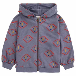 Sweat Zippé Coton Bio Visages | Gris anthracite