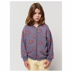 Sweat Zippé Coton Bio Visages | Gris anthracite