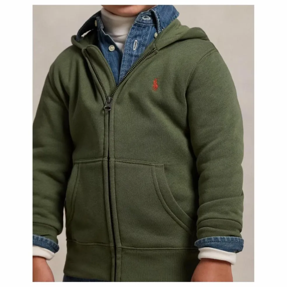 Sweat Zippé Logo | Vert kaki