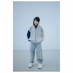 Sweat Zippé Tricolore Coton Bio | Gris