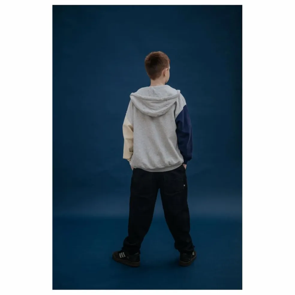 Sweat Zippé Tricolore Coton Bio | Gris