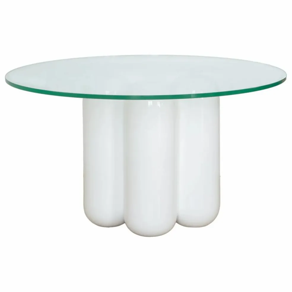 Table basse avec plateau en verre | Blanc