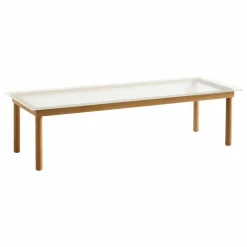 Table basse en verre cannelé Kofi, piétement en chêne | Chêne