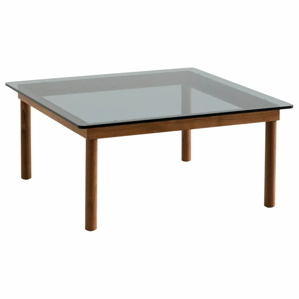 Table basse en verre Kofi, piétement en noyer | Noyer