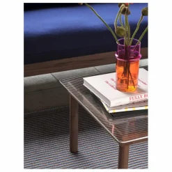 Table basse en verre Kofi, piétement en noyer | Noyer