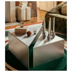 Table basse gigogne Triangolo en aluminium brossé | Aluminium