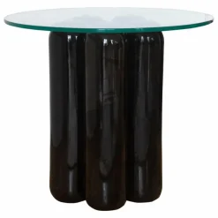 Table d'appoint avec plateau en verre | Noir