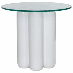 Table d'appoint avec plateau en verre | Blanc