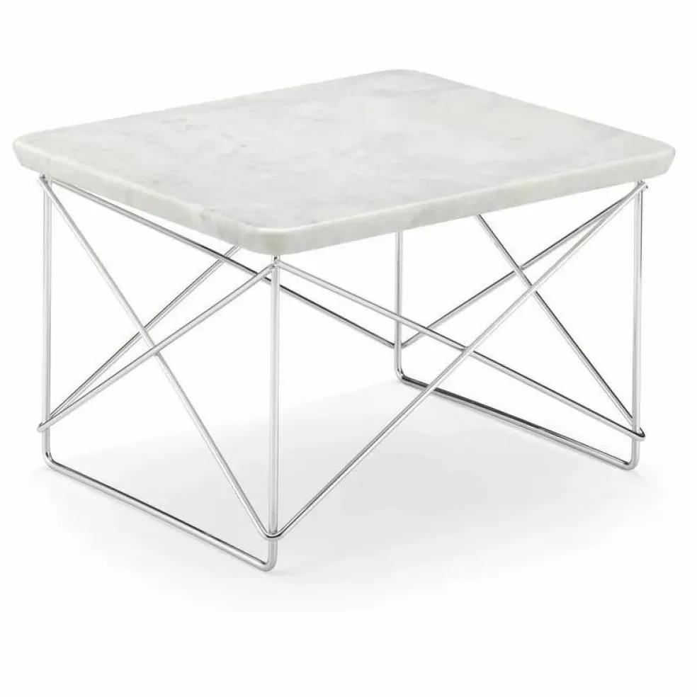 Table d'appoint Eames Ocassional LTR piétement chromé | Marbré blanc