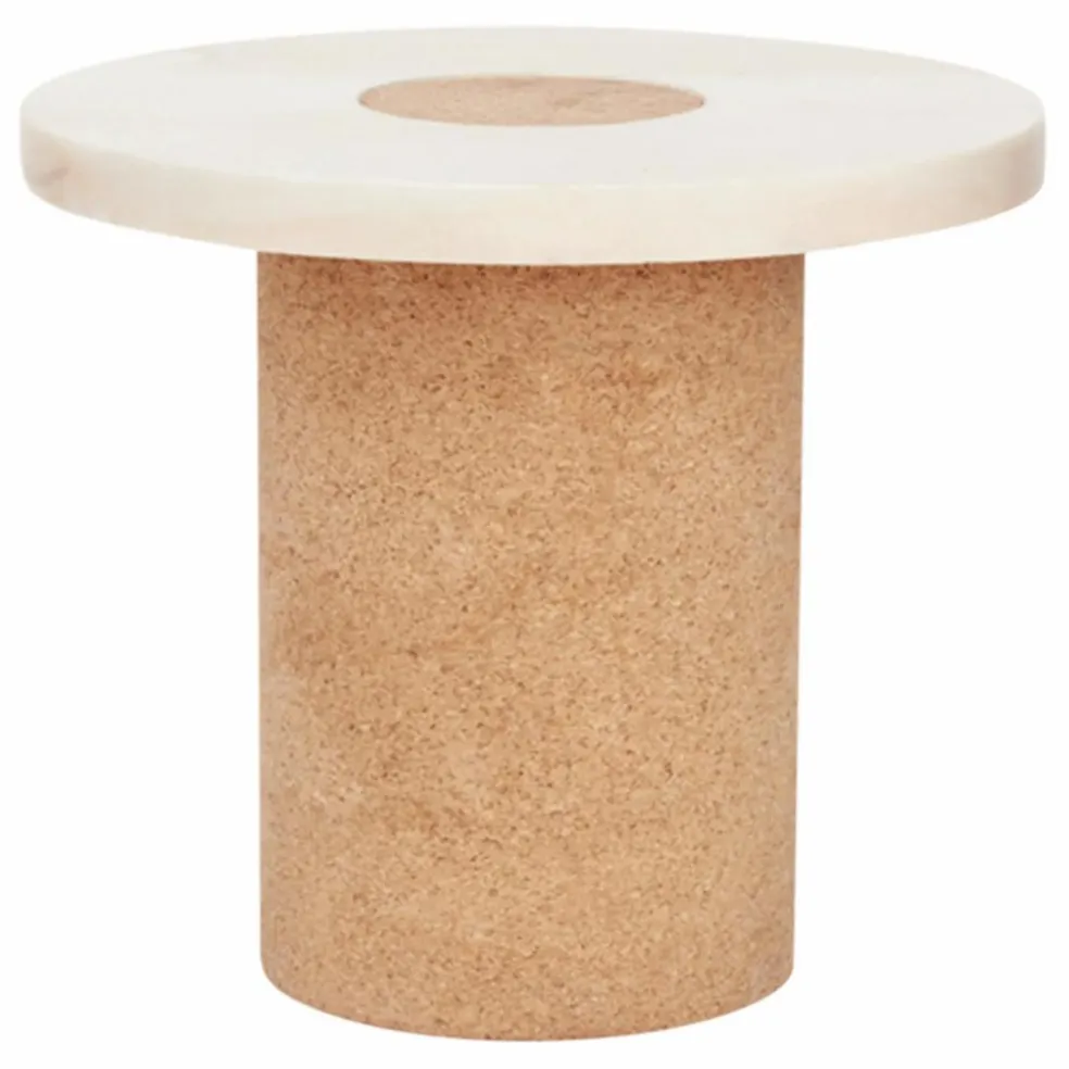 Table d'appoint Sintra, piétement en liège | Marbré blanc