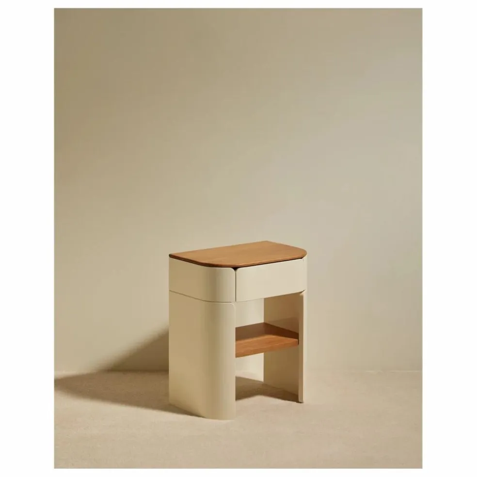 Table de chevet laquée Equilibre | Ecru