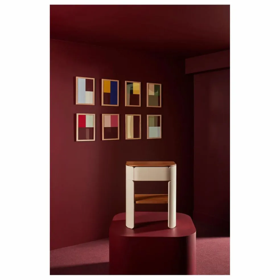 Table de chevet laquée Equilibre | Ecru