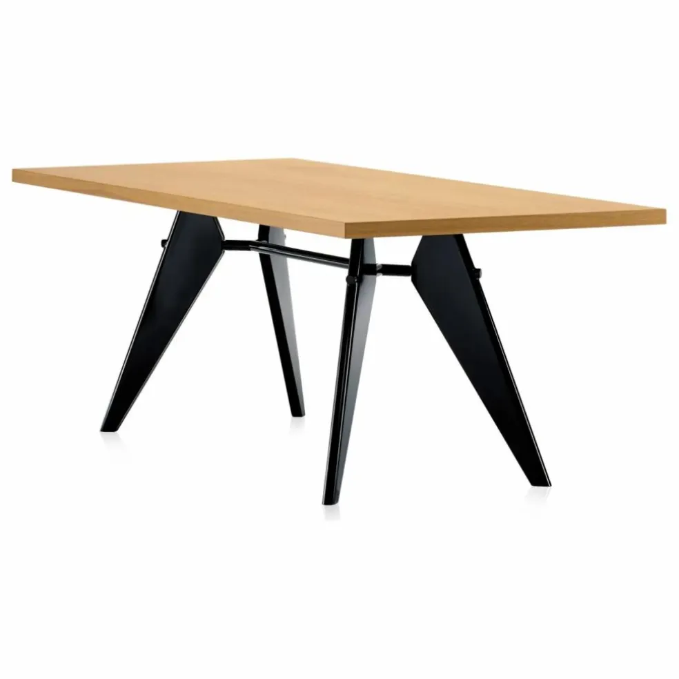 Table EM - piètement noir - Jean Prouvé | Chêne