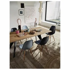 Table EM - piètement noir - Jean Prouvé | Chêne