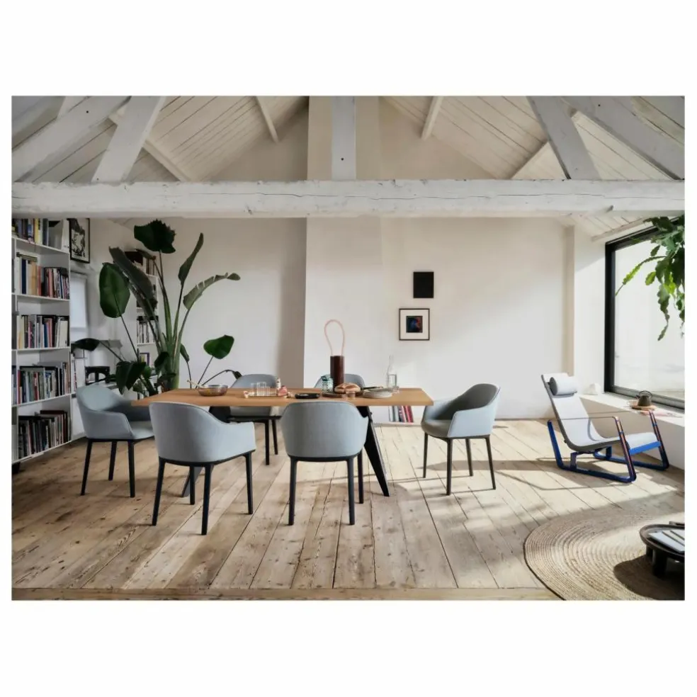 Table EM - piètement noir - Jean Prouvé | Chêne