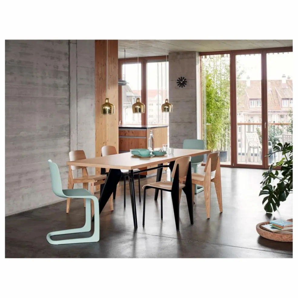 Table EM - piètement noir - Jean Prouvé | Chêne