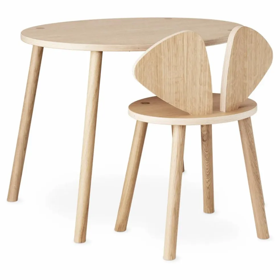 Table et chaise d'écolier en chêne Souris | Chêne