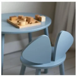 Table et chaise Souris en bouleau | Bleu ciel