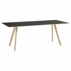 Table laquée CPH30, pietement en chêne | Noir