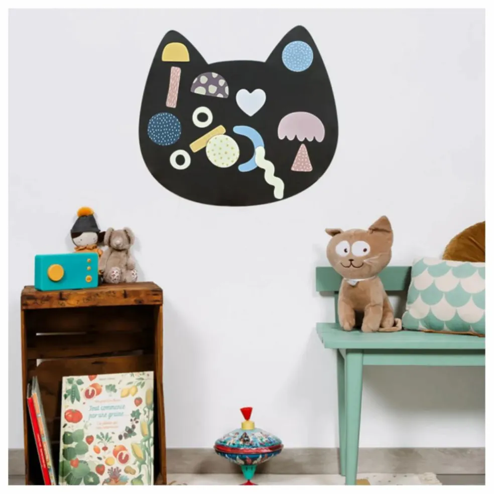 Tableau magnétique Chat et son jeu de 21 formes géométriques